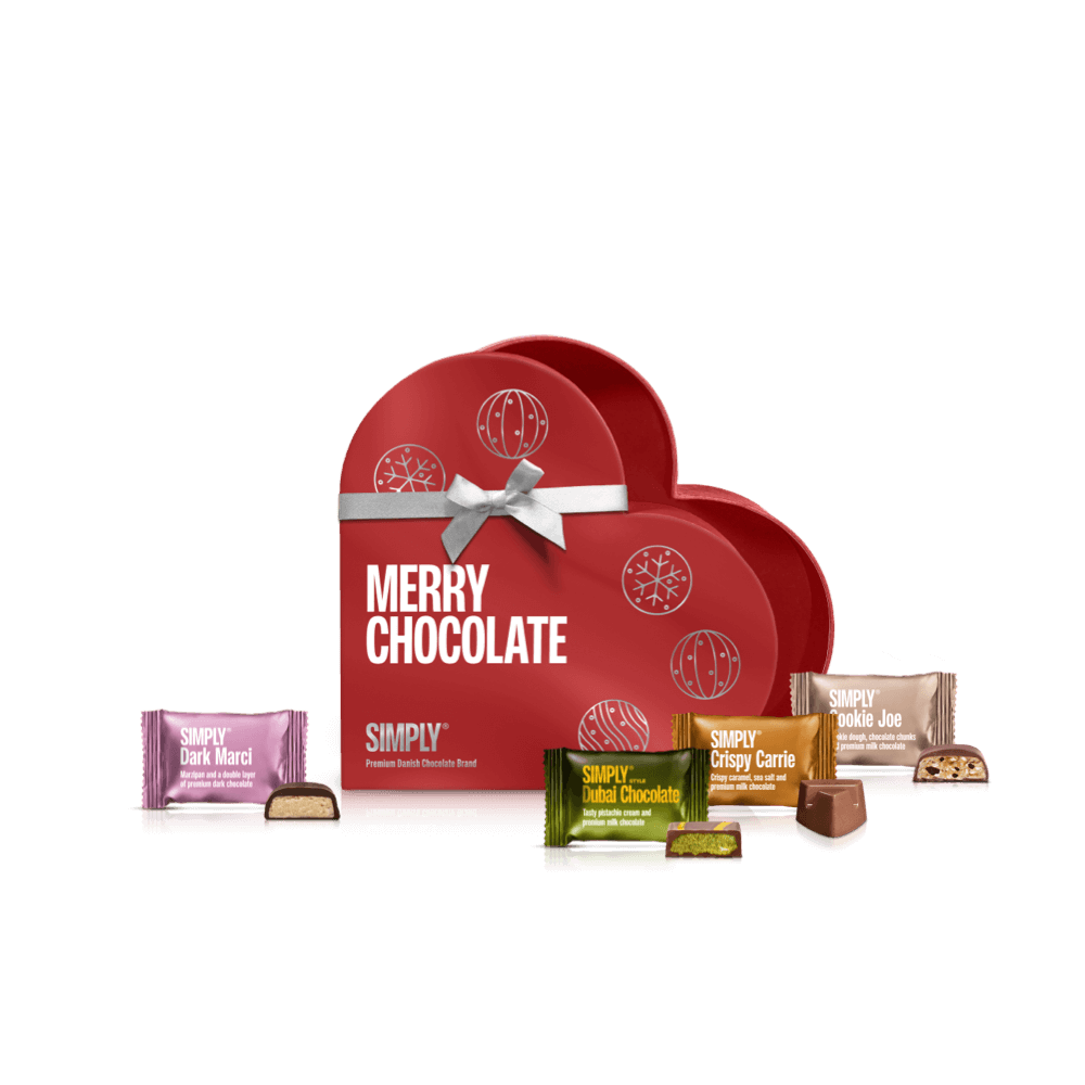Chokolade gaveæske 200g - Simply® Merry Chocolate Heart