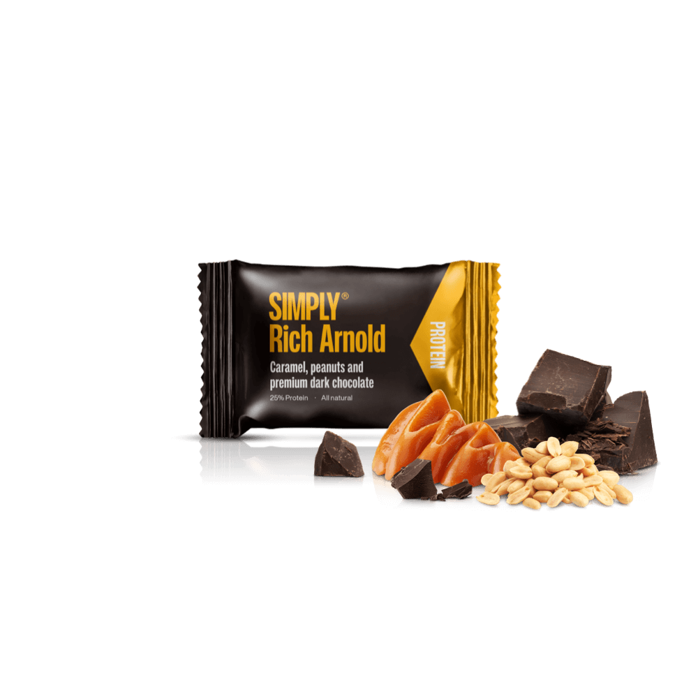 Protein bites - Karamel, peanuts og premium mørk chokolade | Simply® Rich Arnold - 75 stk.