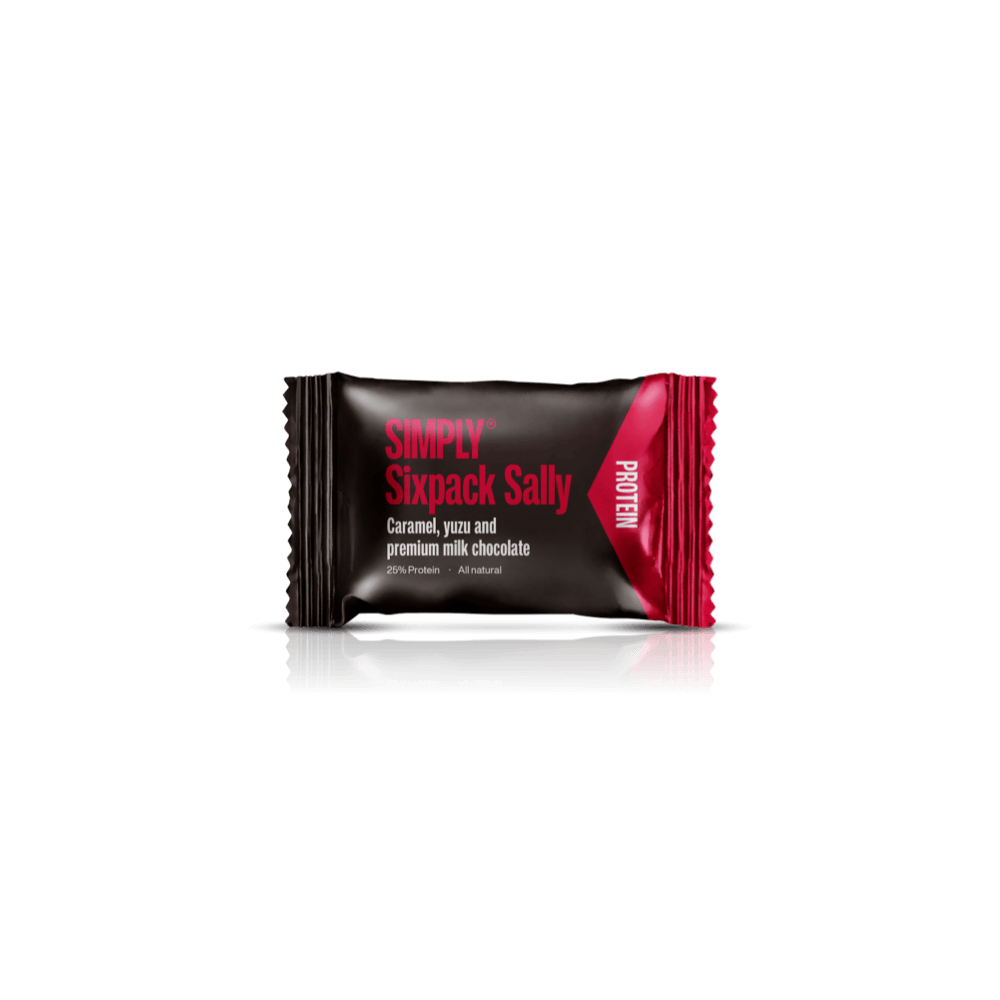 Protein bites - Karamel, yuzu, sesam og premium mælkechokolade | Simply® Sixpack Sally - 75 stk.