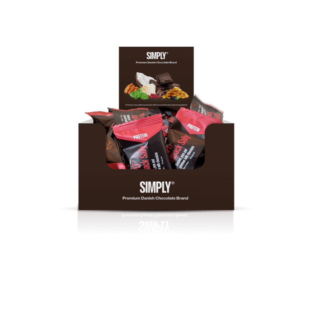 Protein bites - Karamel, yuzu, sesam og premium mælkechokolade | Simply® Sixpack Sally - 75 stk.