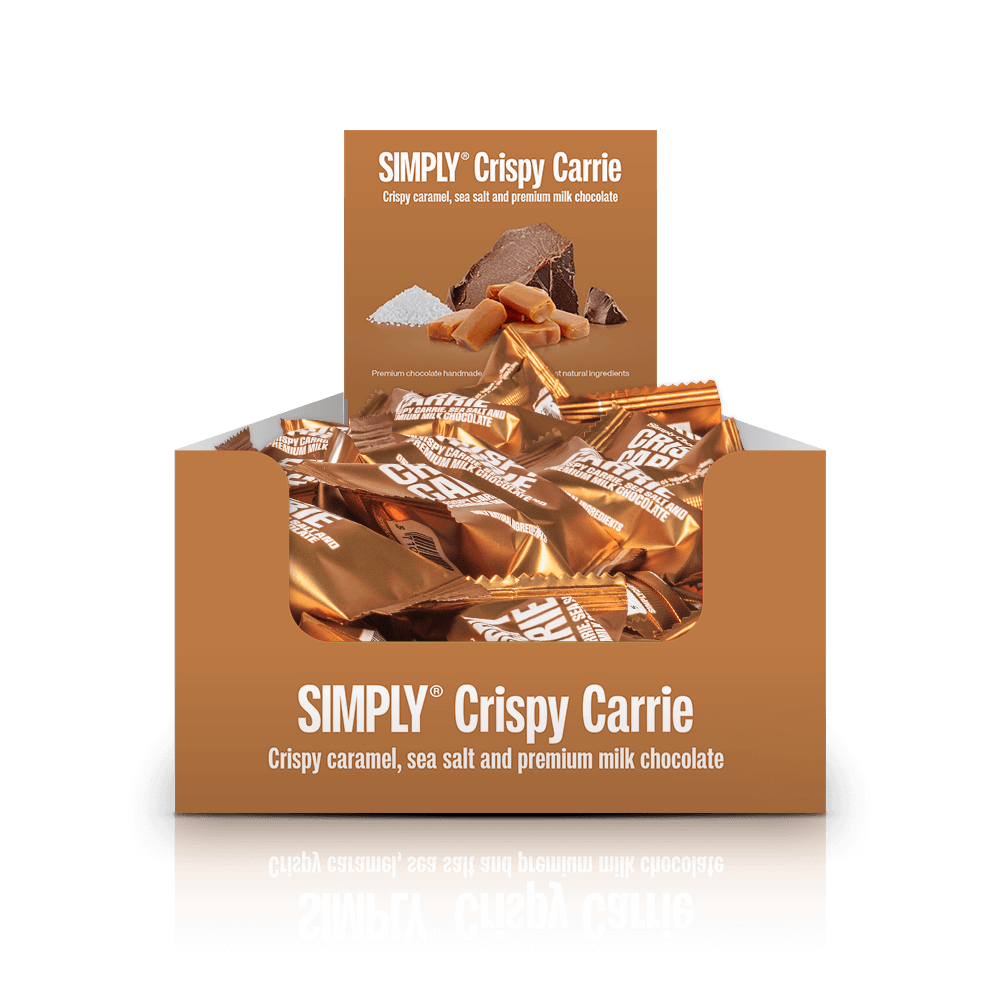 Simply® Crispy Carrie - 75 Bites | Knasende karamel, havsalt og premium mælkechokolade - Box of Bites - Simply®