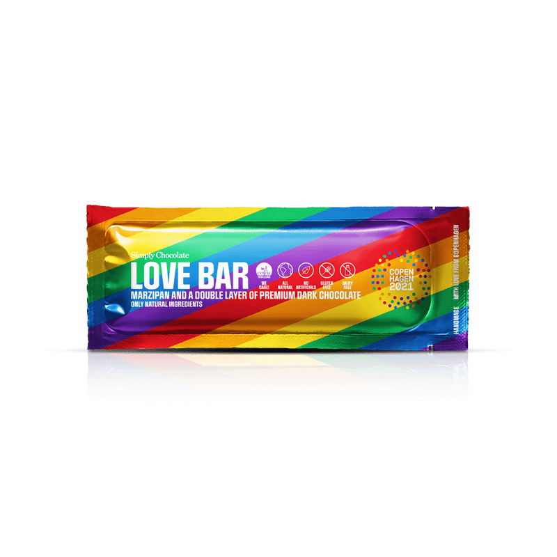 Lovebar | Marcipan og et dobbelt lag premium mørk chokolade
