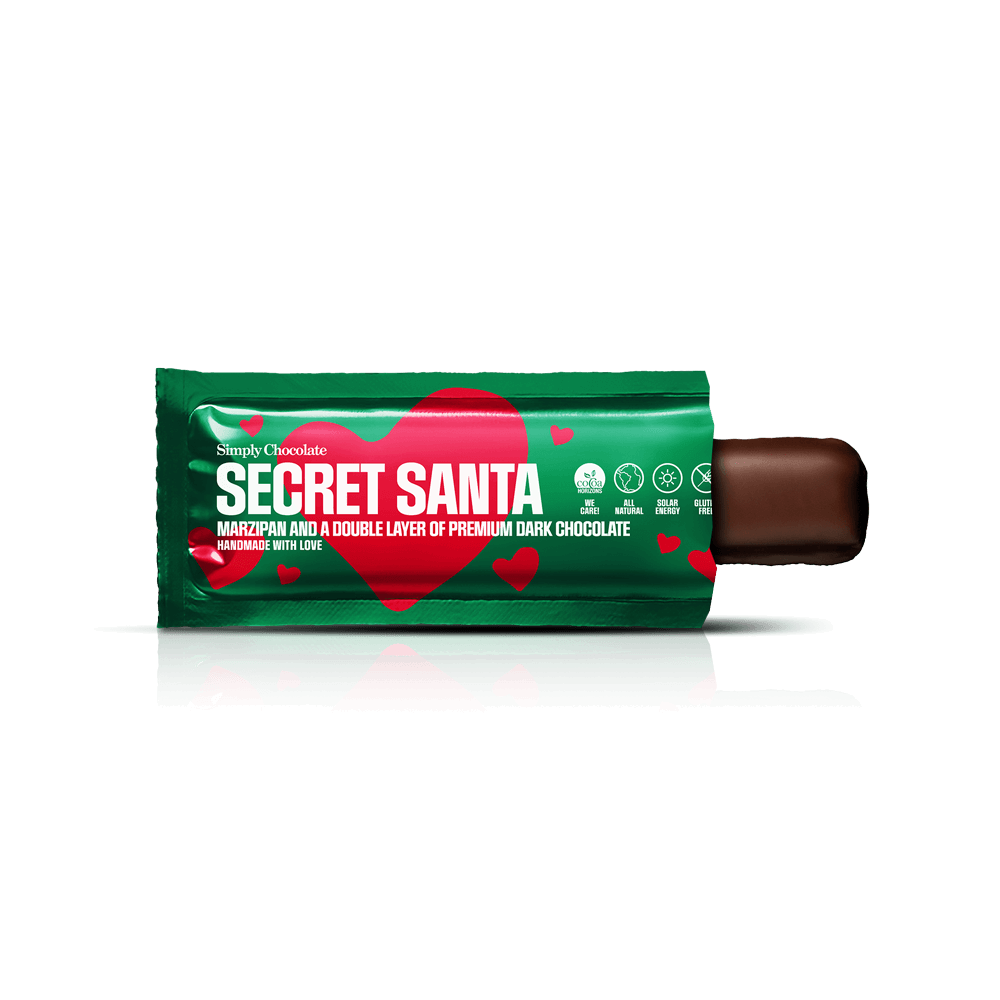 Secret Santa 12-pack | Marcipan og et dobbelt lag mørk chokolade