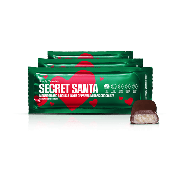 Secret Santa 12-pack | Marcipan og et dobbelt lag premium mørk chokolade