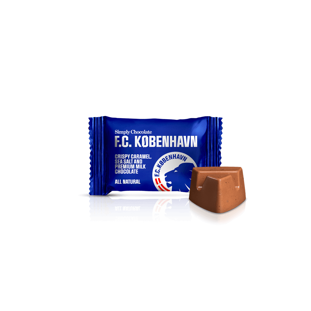 F.C. København - 75 stk. box | Knasende karamel, havsalt og mælkechokolade