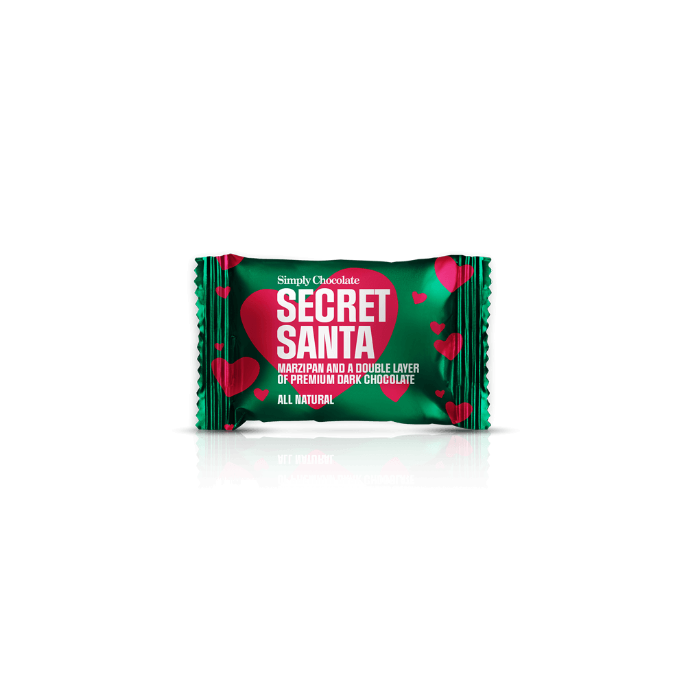 Secret Santa - 75 stk. box | Marcipan og et dobbelt lag mørk chokolade