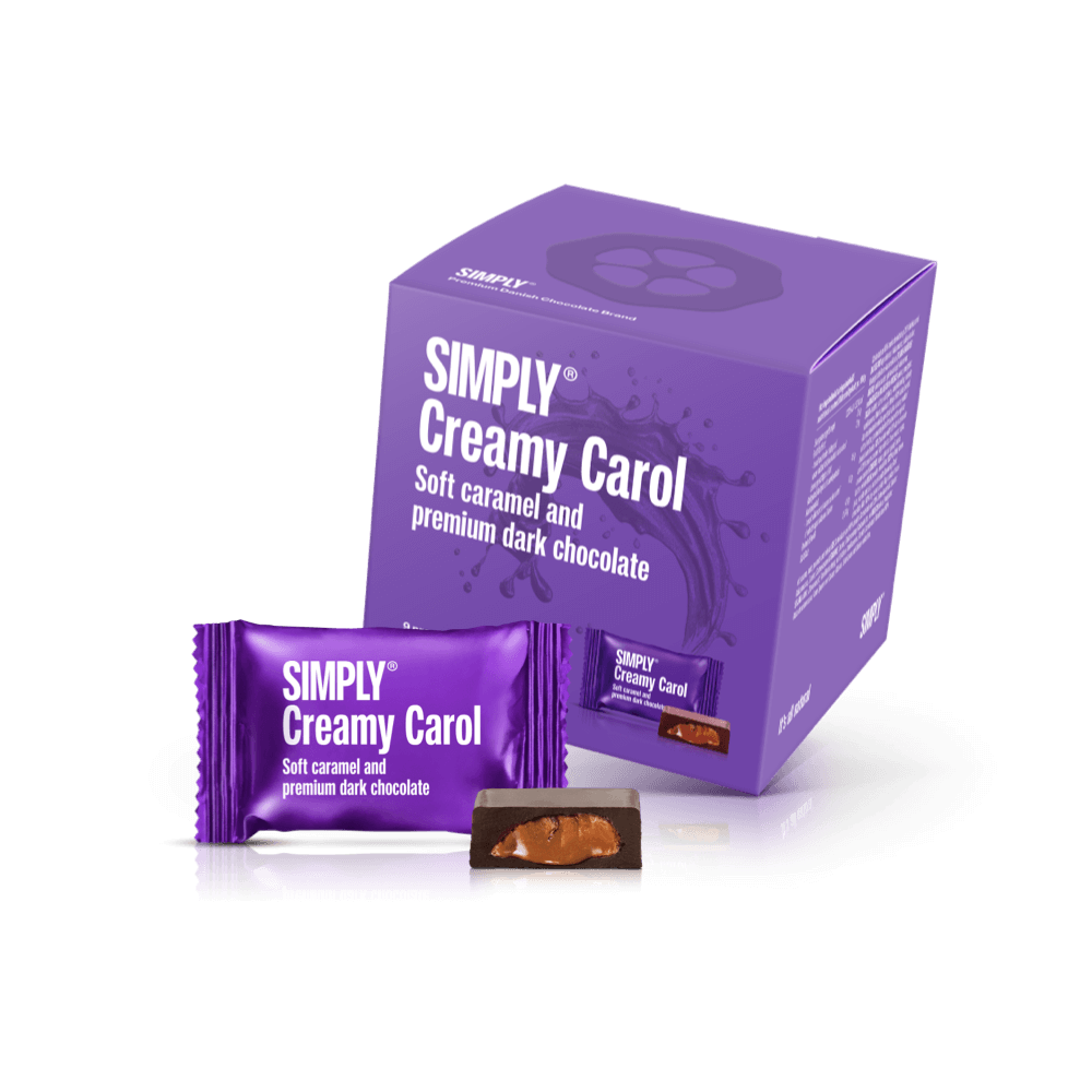 Simply® Creamy Carol - Cube med bites | Blød karamel og premium mørk chokolade