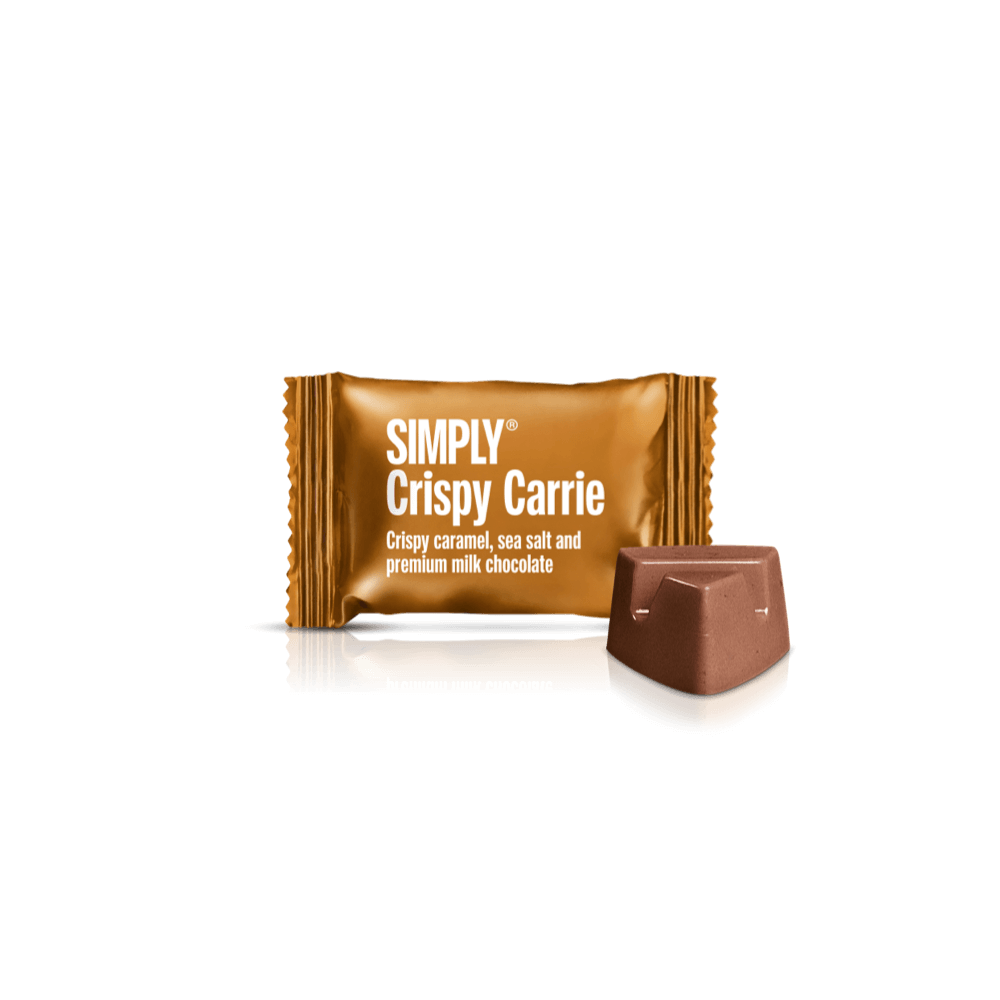 Simply® Crispy Carrie - 75 Bites | Knasende karamel, havsalt og premium mælkechokolade