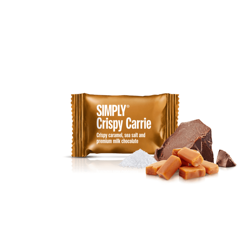 Crispy Carrie - 75 stk. box | Knasende karamel, havsalt og mælkechokolade