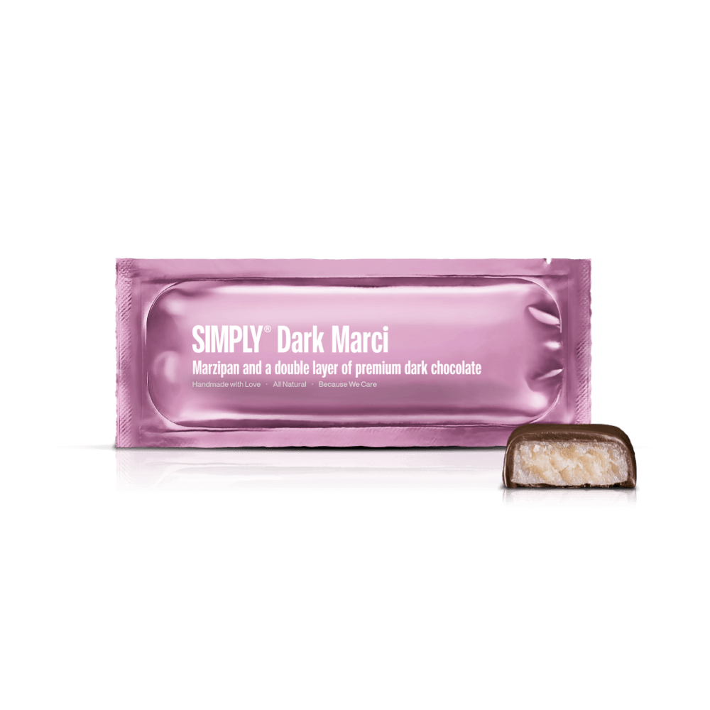 Simply® Dark Marci | Marcipan og et dobbelt lag premium mørk chokolade