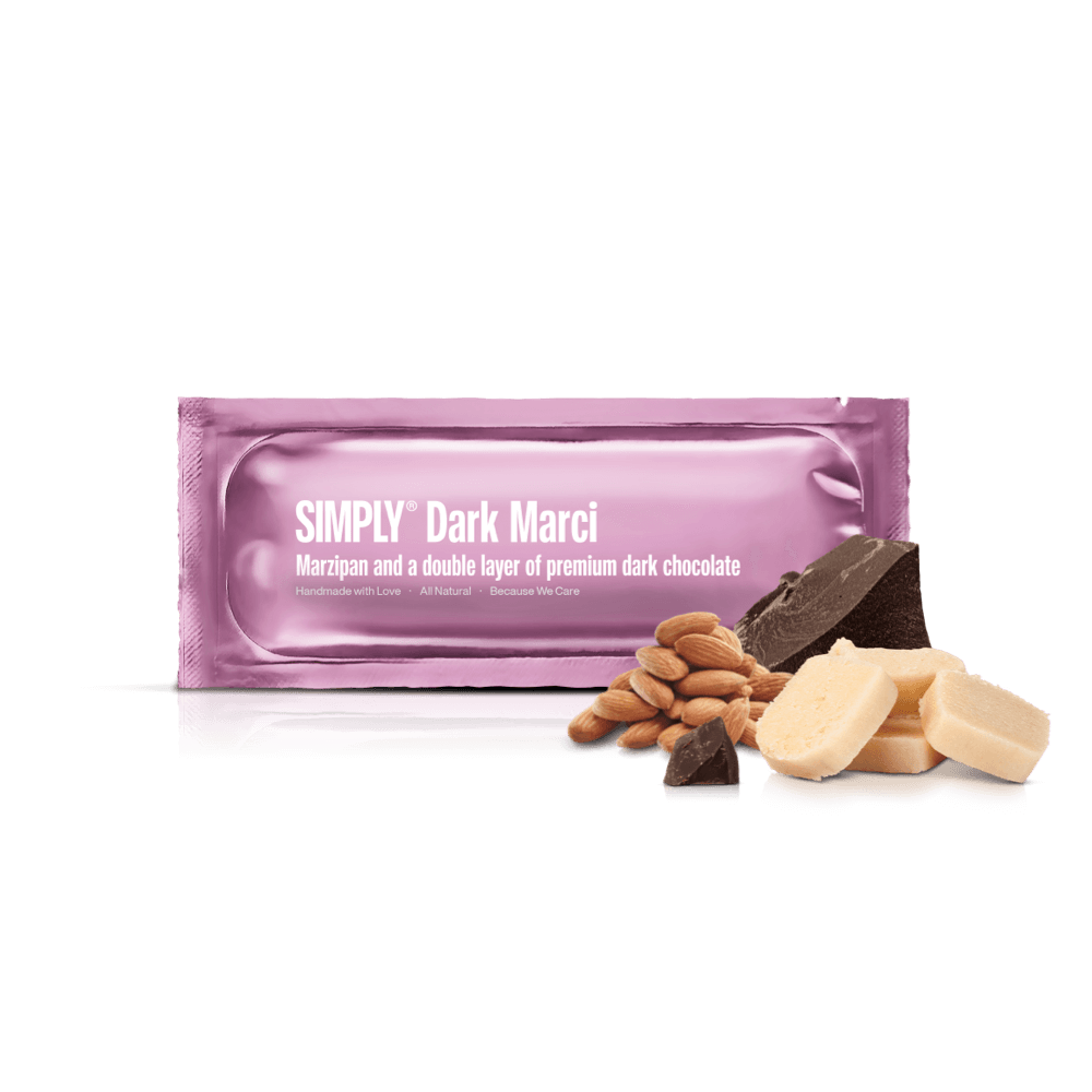 Simply® Dark Marci | Marcipan og et dobbelt lag premium mørk chokolade