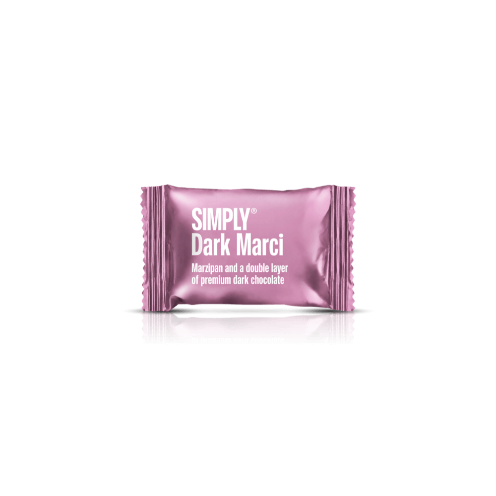 Dark Marci 75 stk. box | Marcipan og et dobbelt lag mørk chokolade
