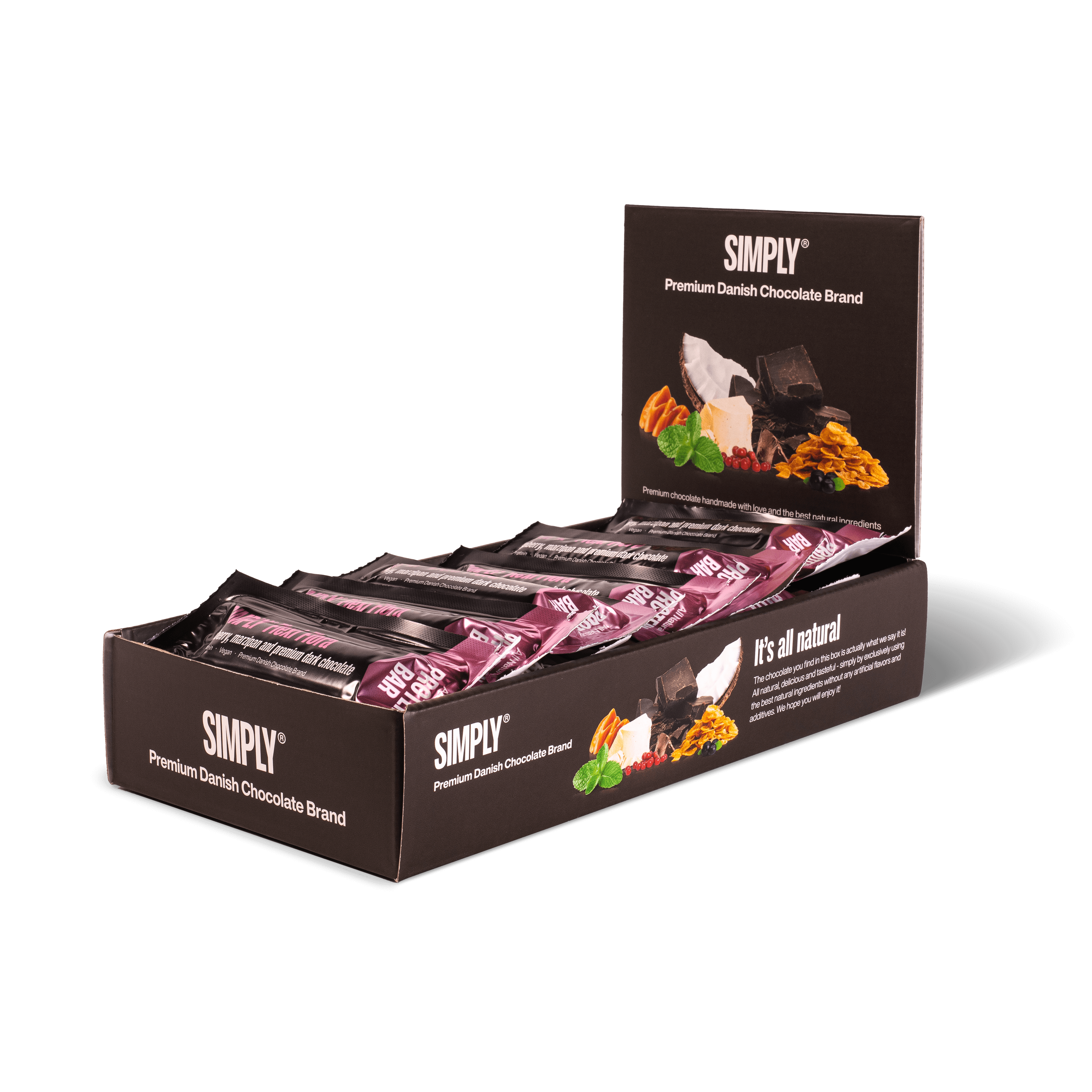 Hindbær, marcipan og premium mørk chokolade | Simply® Flexi Flora - 15 stk