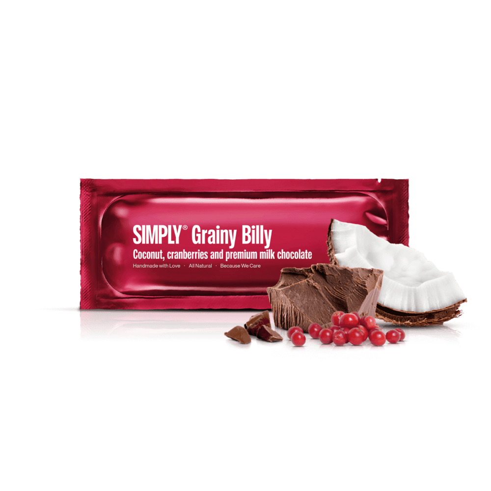 Simply® Grainy Billy | Kokos, tranebær og premium mælkechokolade