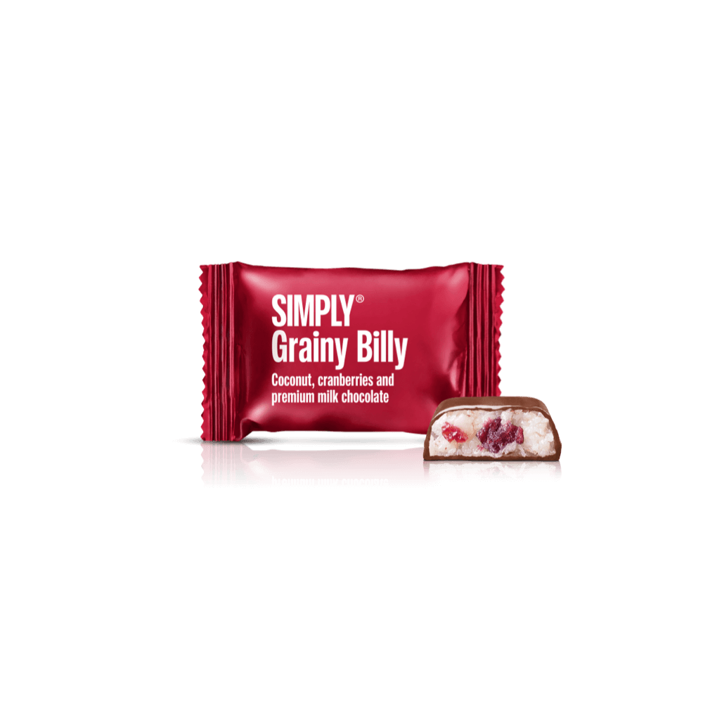 Grainy Billy - 75 stk. box | Kokos, tranebær og mælkechokolade