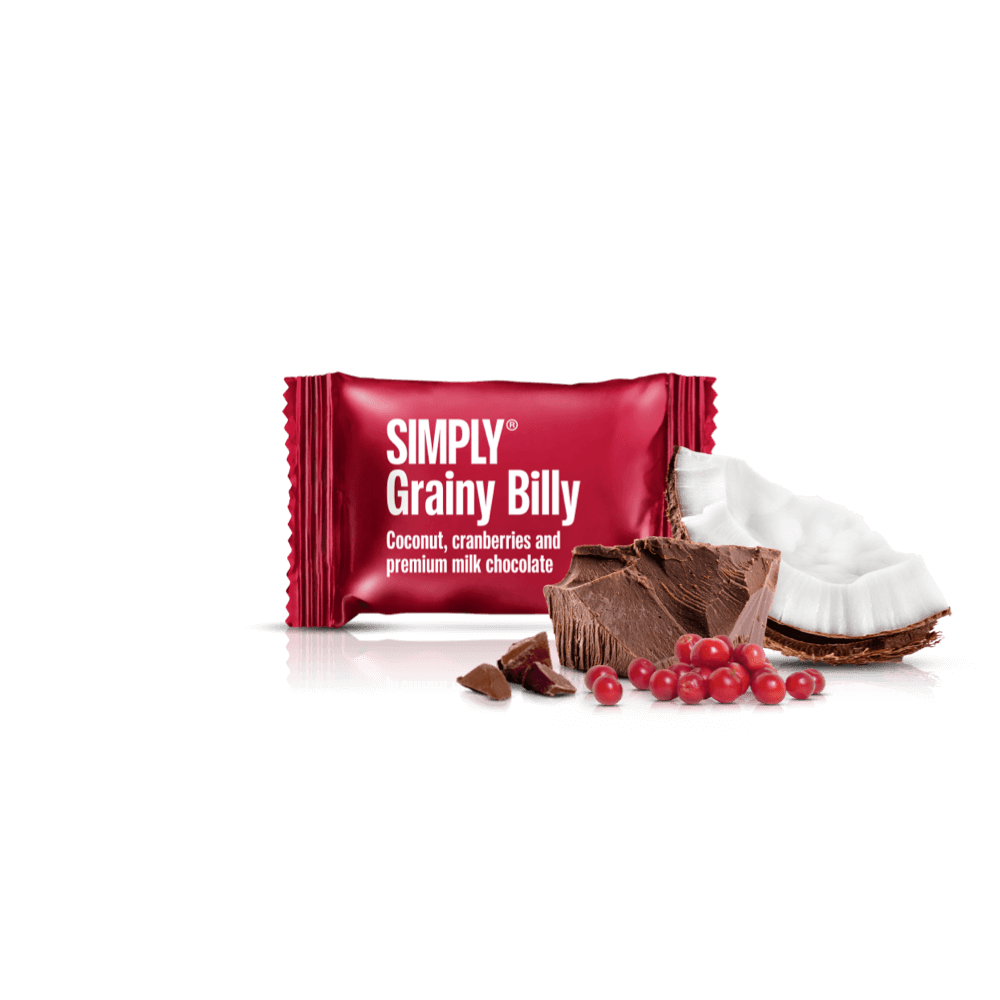 Grainy Billy - 75 stk. box | Kokos, tranebær og mælkechokolade