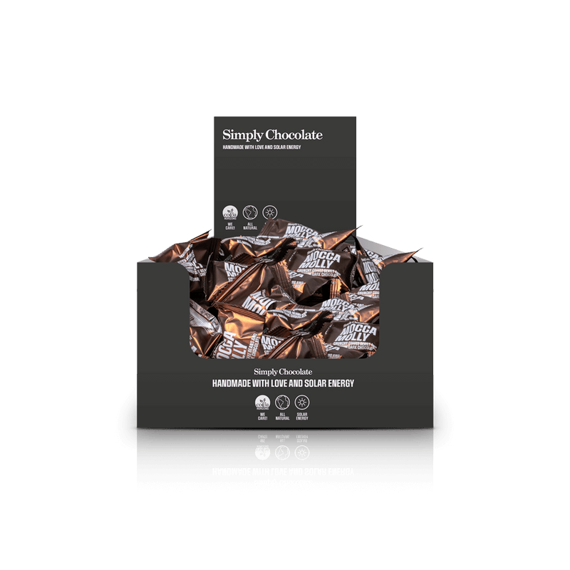 Mocca Molly - Box med 75 stk. bites | Crunchy kaffebønner og premium mørk chokolade