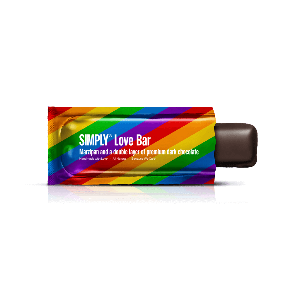 Simply® Love Bar | Marcipan og et dobbelt lag og premium mørk chokolade