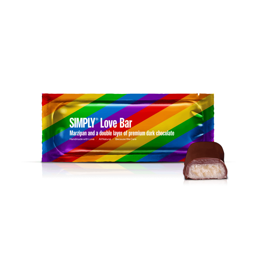 Simply® Love Bar | Marcipan og et dobbelt lag og premium mørk chokolade