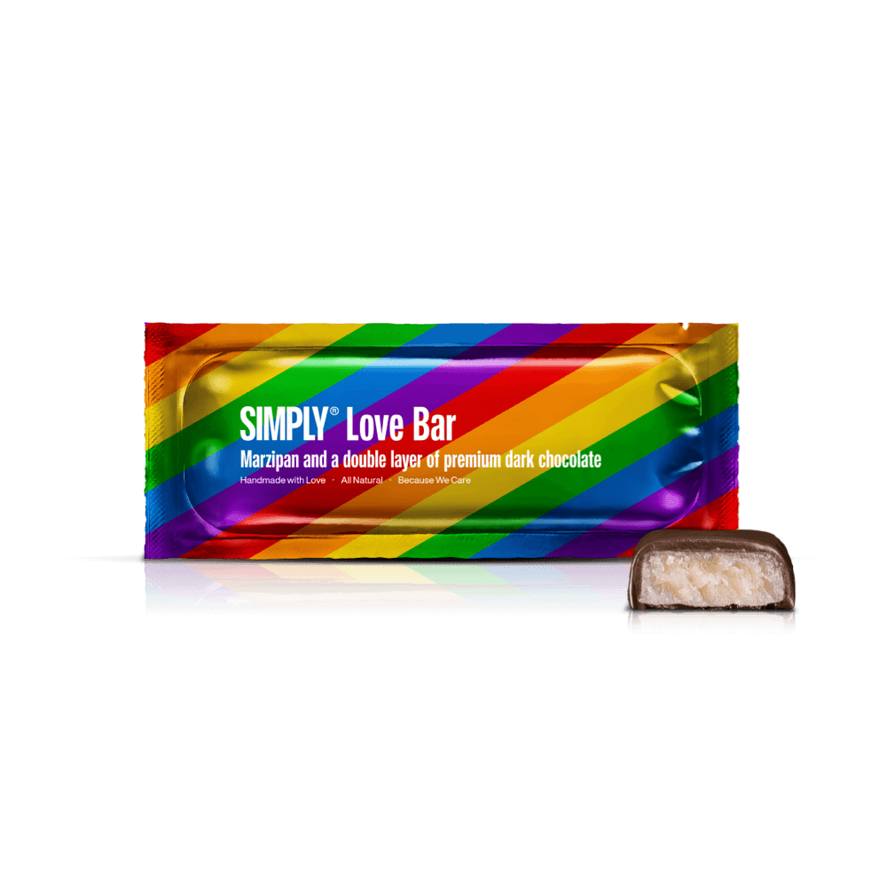 Simply® Love Bar | Marcipan og et dobbelt lag og premium mørk chokolade