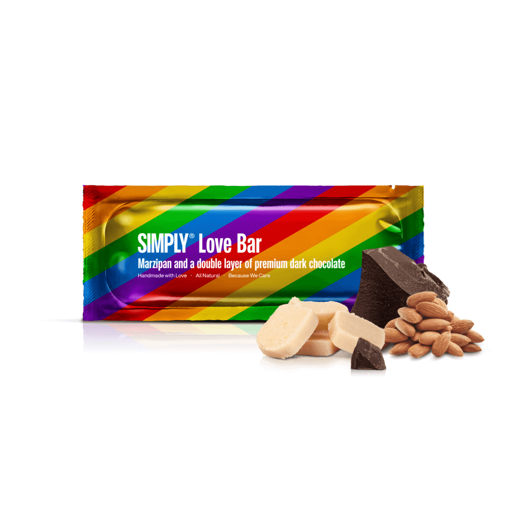 Simply® Love Bar | Marcipan og et dobbelt lag og premium mørk chokolade