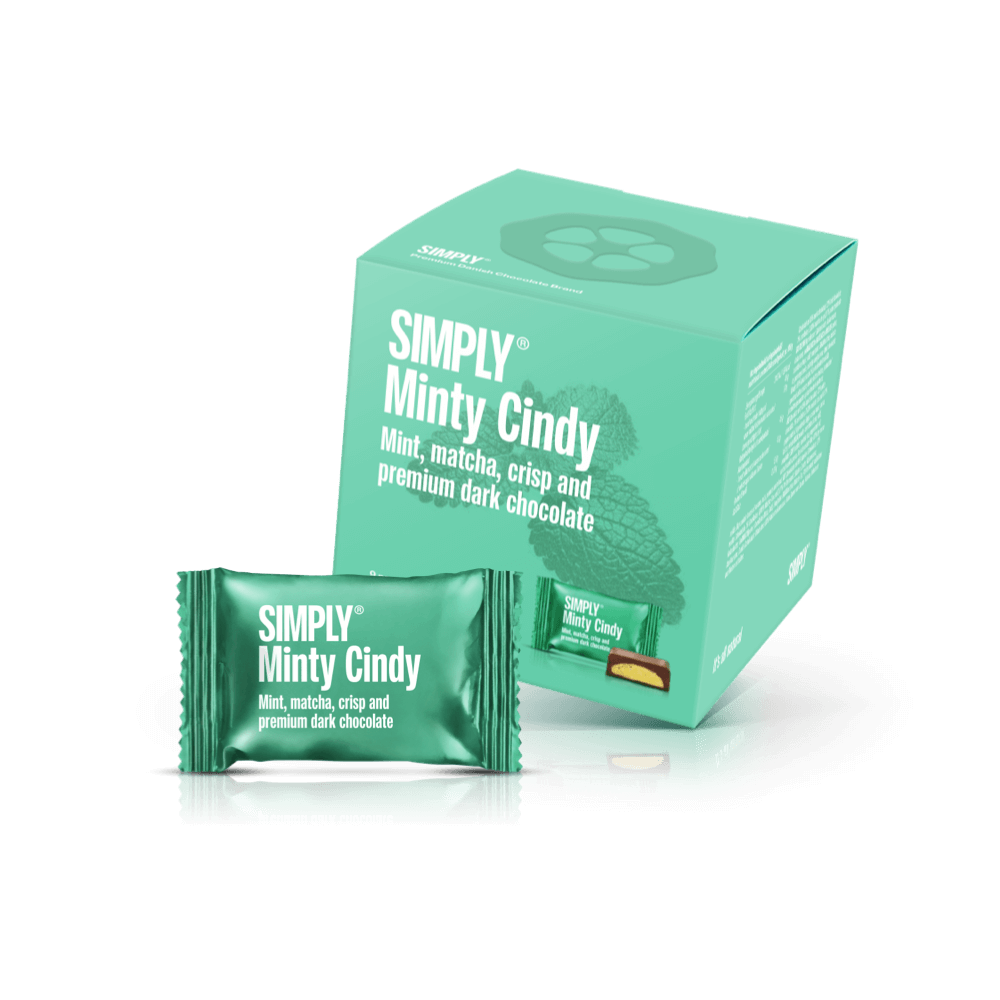 Simply® Minty Cindy - Cube med bites | Mint, matcha the, crisp og premium mørk chokolade