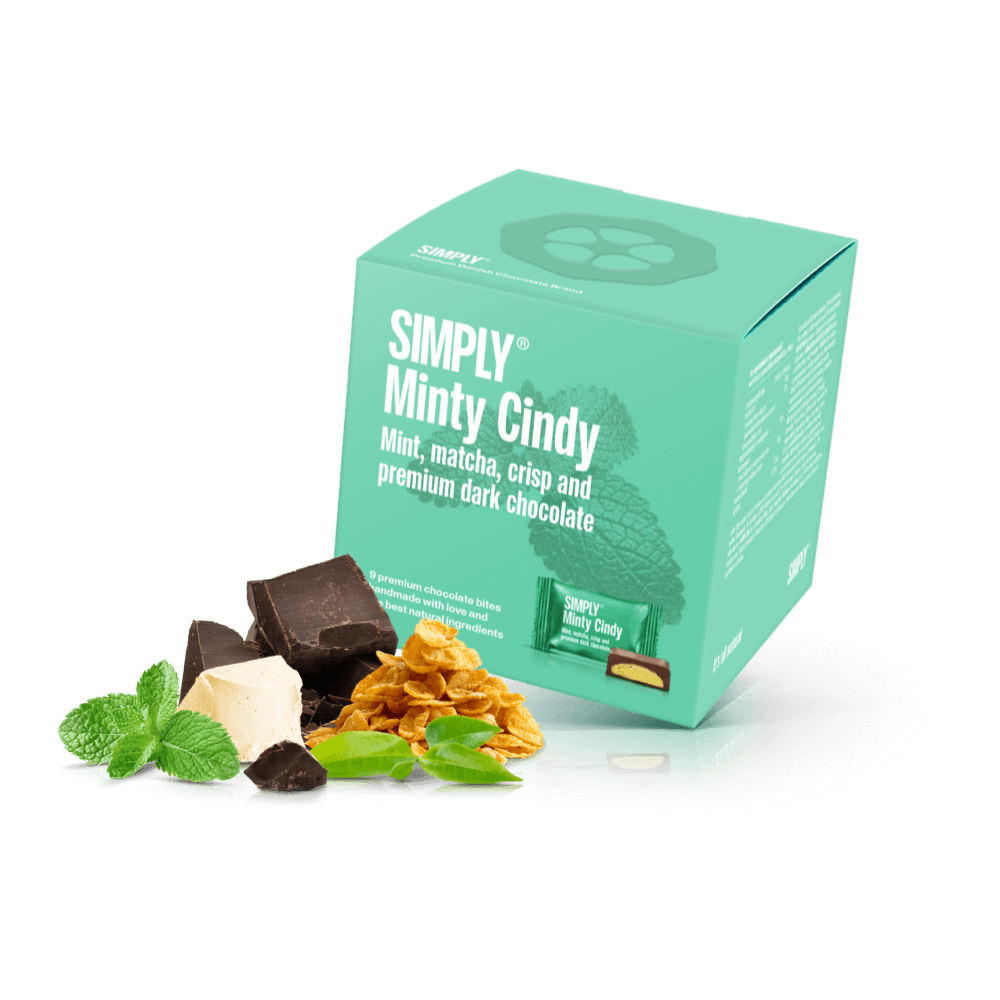 Simply® Minty Cindy - Cube med bites | Mint, matcha the, crisp og premium mørk chokolade