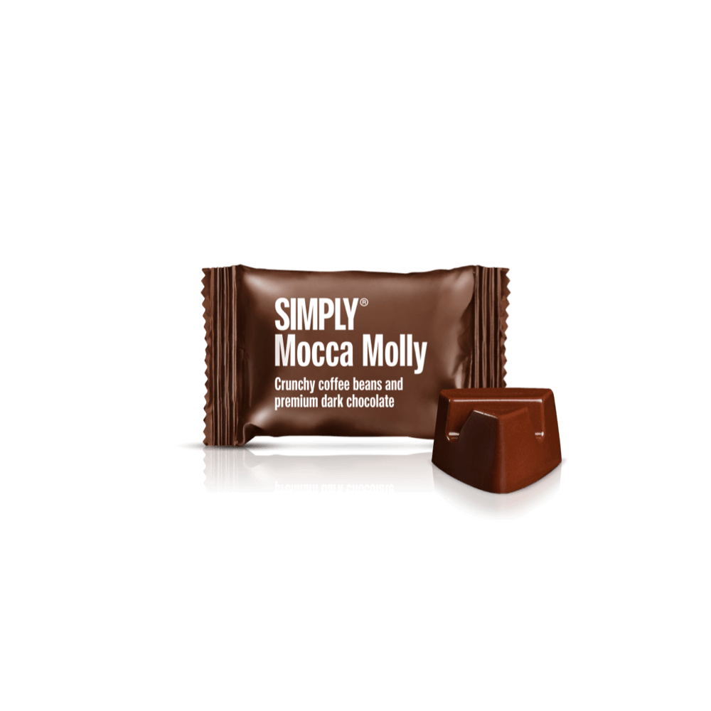 Mocca Molly - Cube med bites | Crunchy kaffebønner og premium mørk chokolade