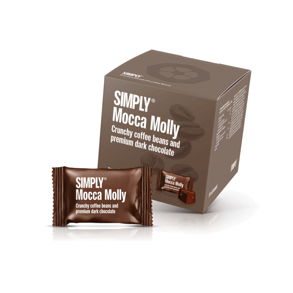 Simply® Mocca Molly - Cube med bites | Crunchy kaffebønner og premium mørk chokolade