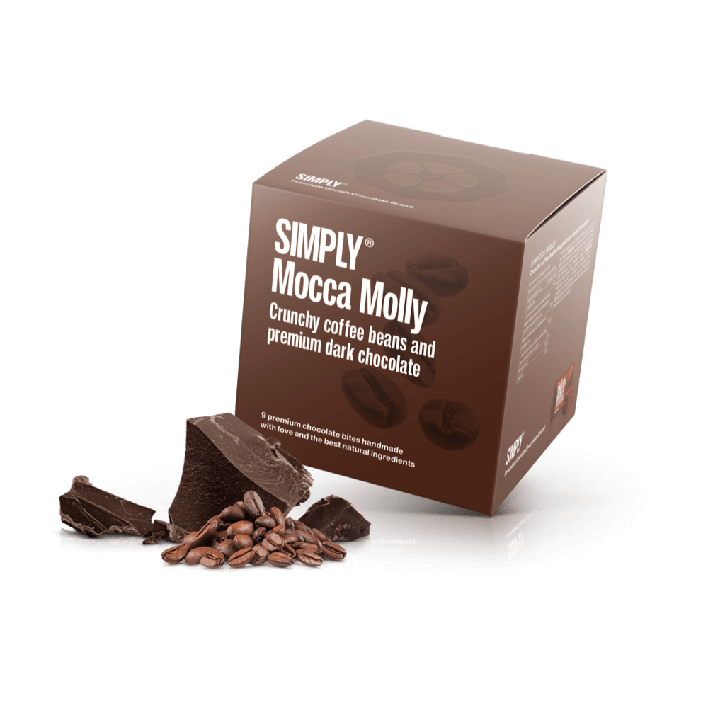 Mocca Molly - Cube med bites | Crunchy kaffebønner og premium mørk chokolade