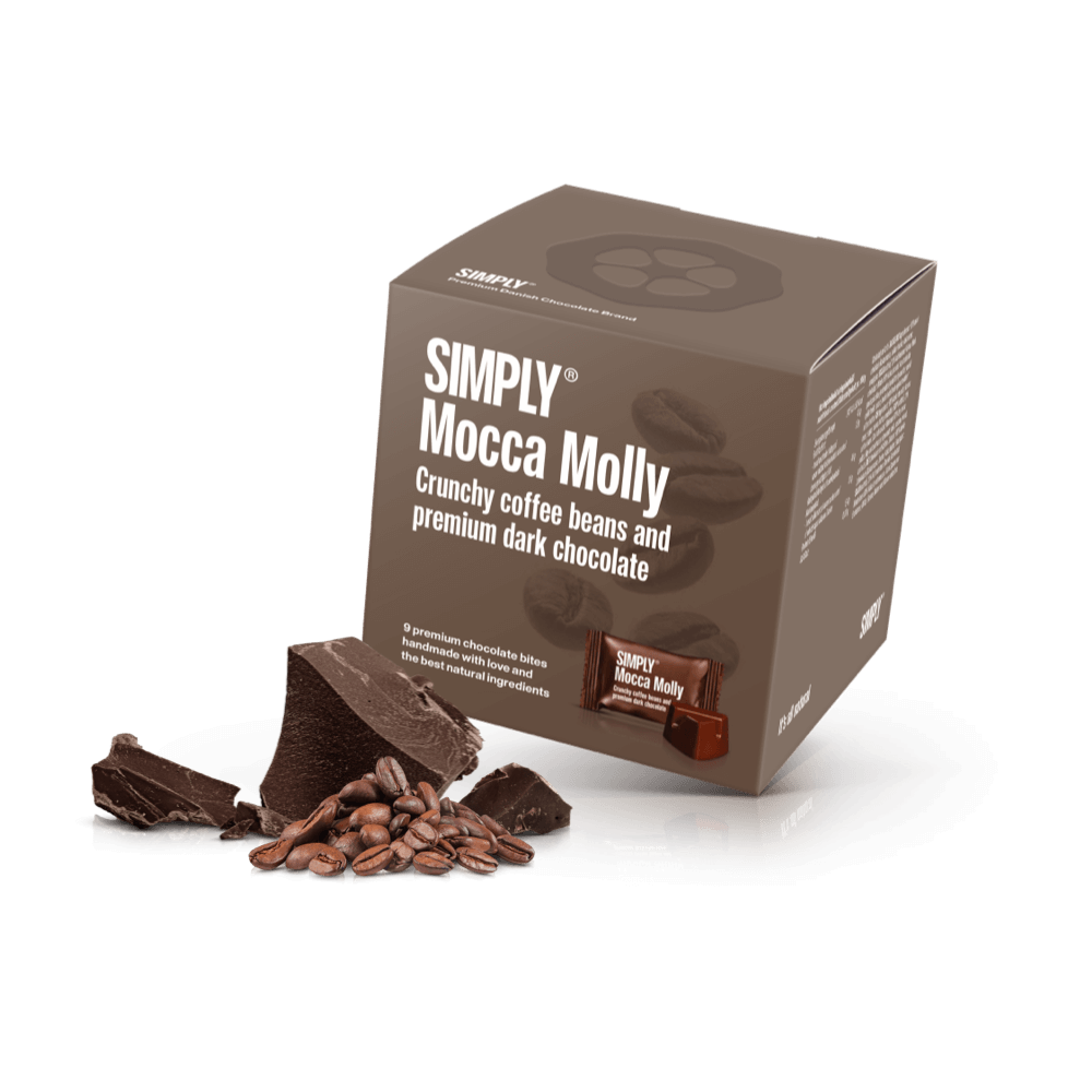 Simply® Mocca Molly - Cube med bites | Crunchy kaffebønner og premium mørk chokolade