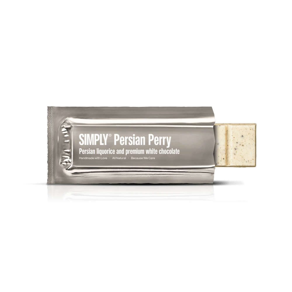 Simply® Persian Perry | Persisk lakrids og premium hvid chokolade