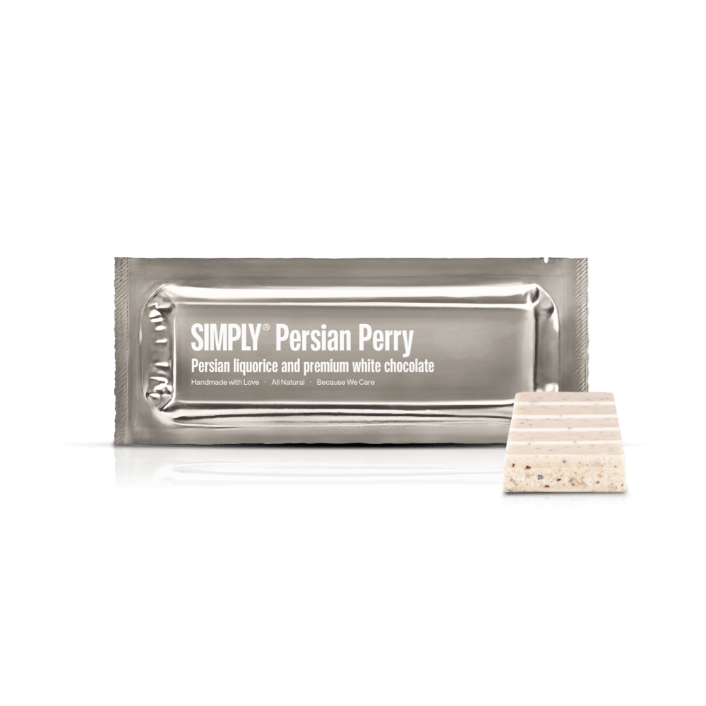 Simply® Persian Perry | Persisk lakrids og premium hvid chokolade