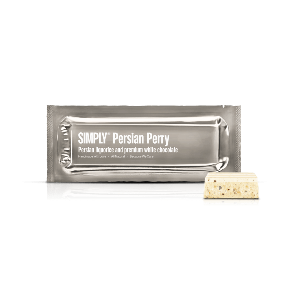 Simply® Persian Perry | Persisk lakrids og premium hvid chokolade