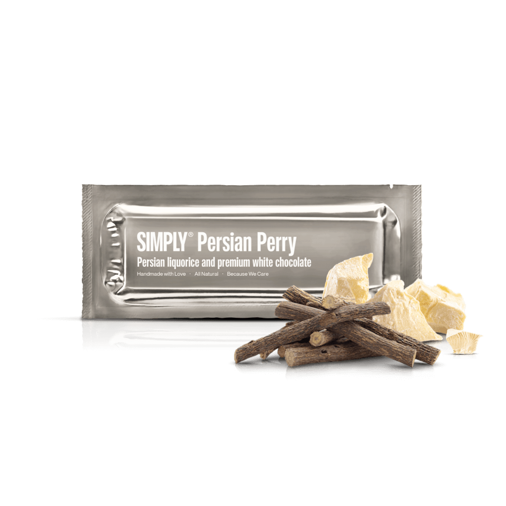 Simply® Persian Perry | Persisk lakrids og premium hvid chokolade