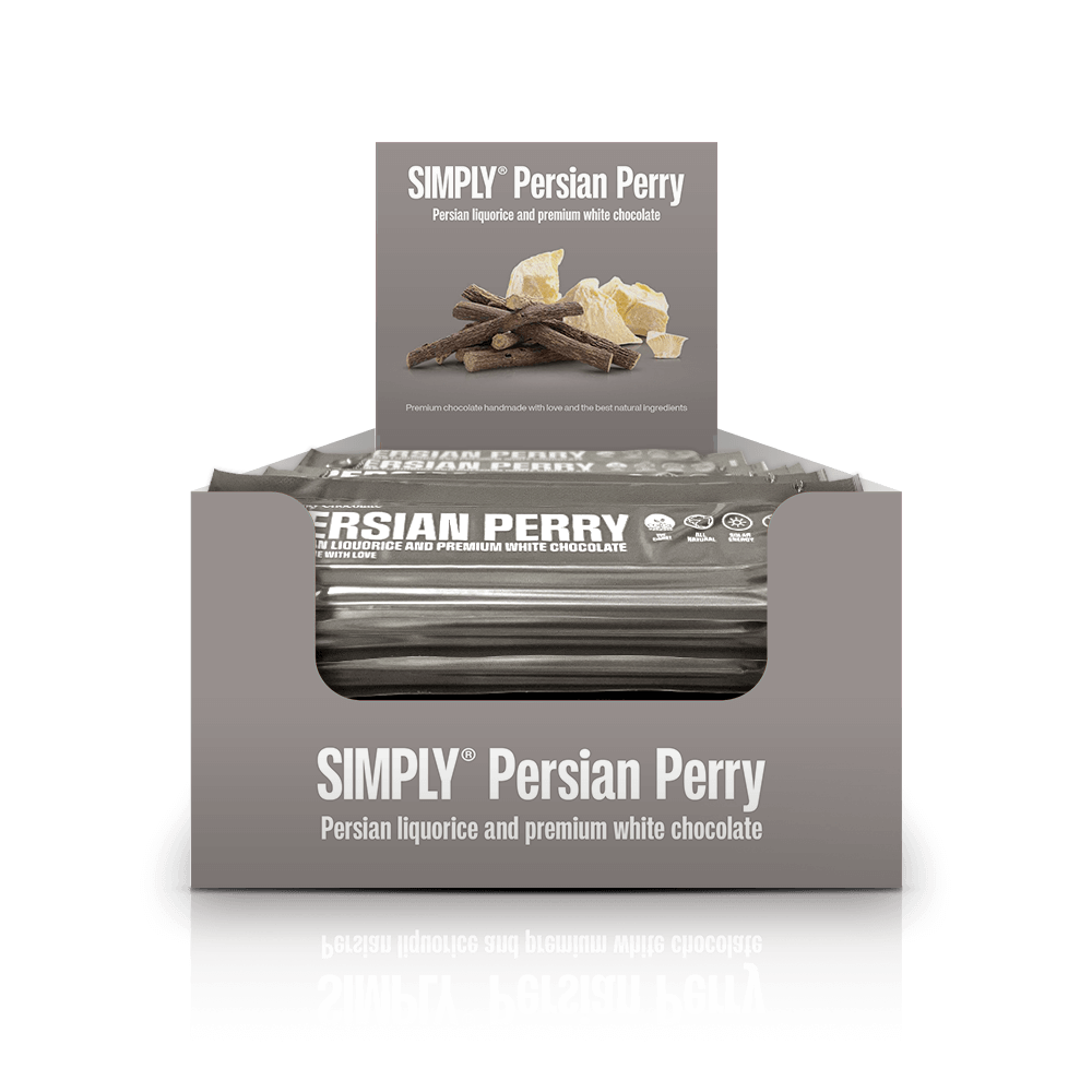 Simply® Persian Perry | Persisk lakrids og premium hvid chokolade