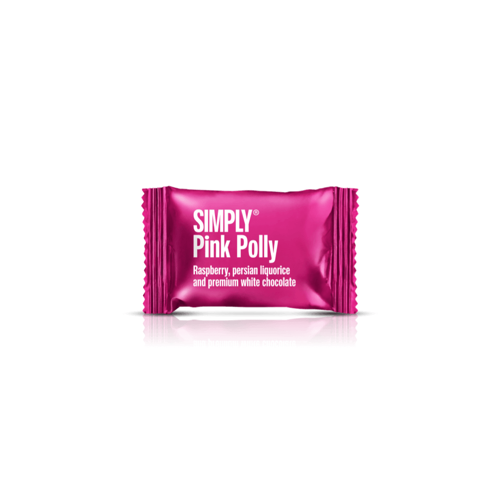 Pink Polly - 75 stk. box | Hindbær, persisk lakrids og hvid chokolade