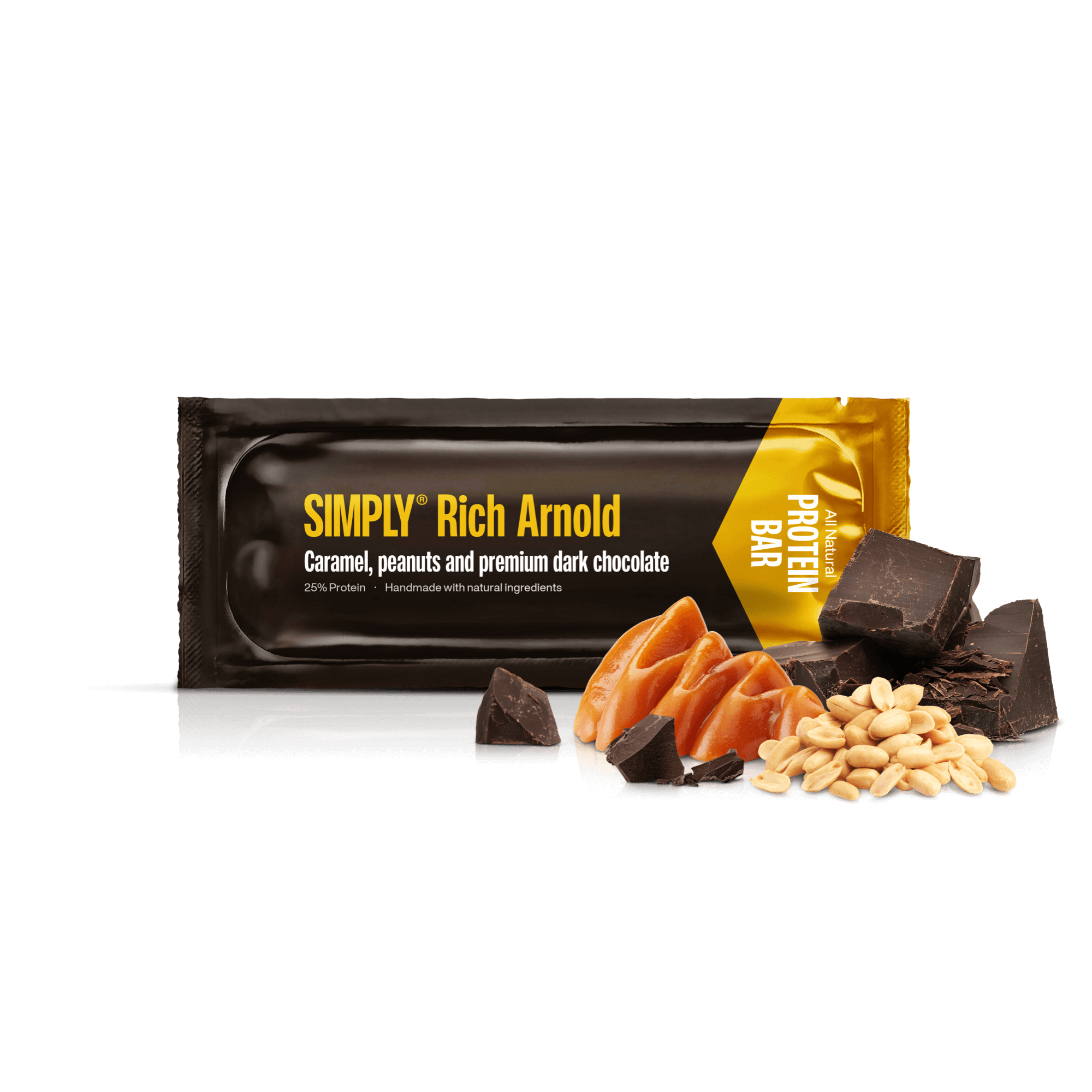 Karamel, peanuts og premium mørk chokolade | Simply® Rich Arnold - 15 stk