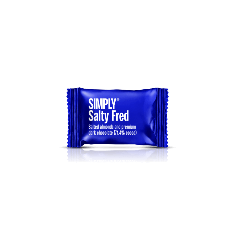 Simply® Salty Fred - 75 Bites | Saltede, ristede mandler med premium mørk chokolade