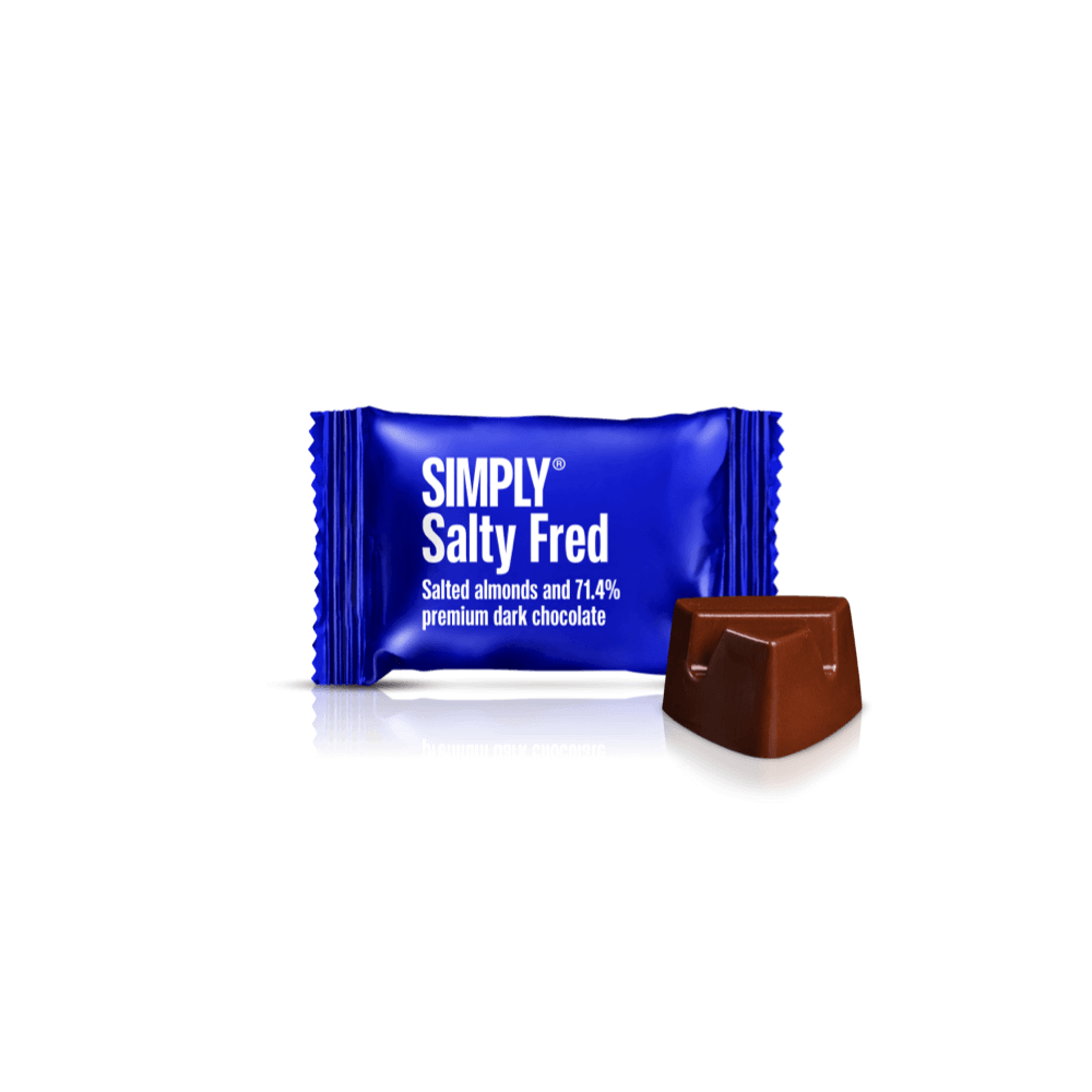 Salty Fred - 75 stk. box | Saltede, ristede mandler med mørk chokolade