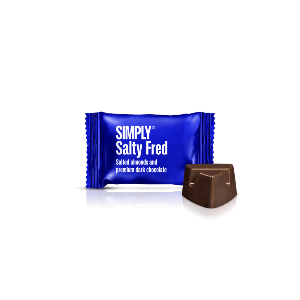 Simply® Salty Fred - 75 Bites | Saltede, ristede mandler med premium mørk chokolade