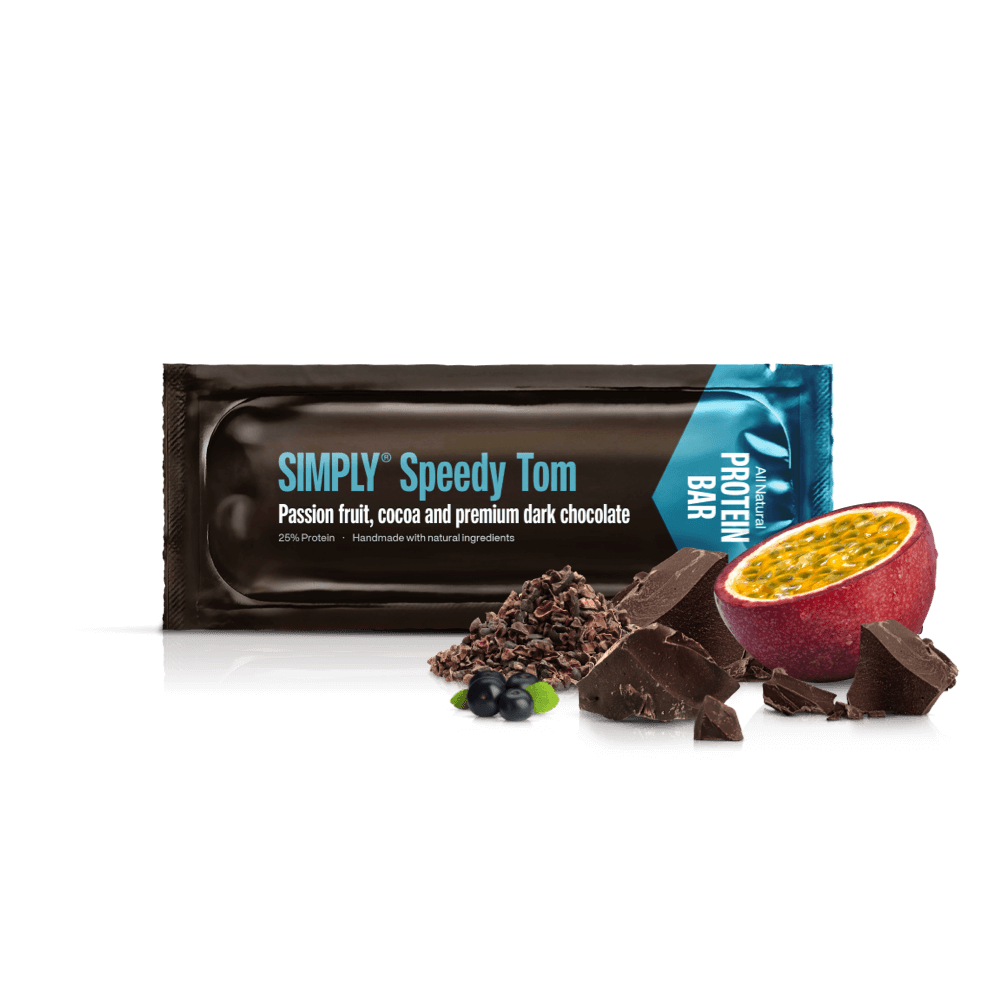 Simply® Speedy Tom Proteinbar | Acai, kakao, passionsfrugt og premium mørk chokolade