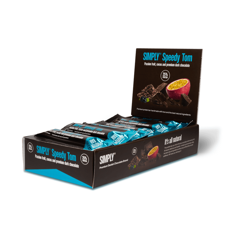 Kakao, passionsfrugt og premium mørk chokolade | Simply® Speedy Tom - 15 stk.
