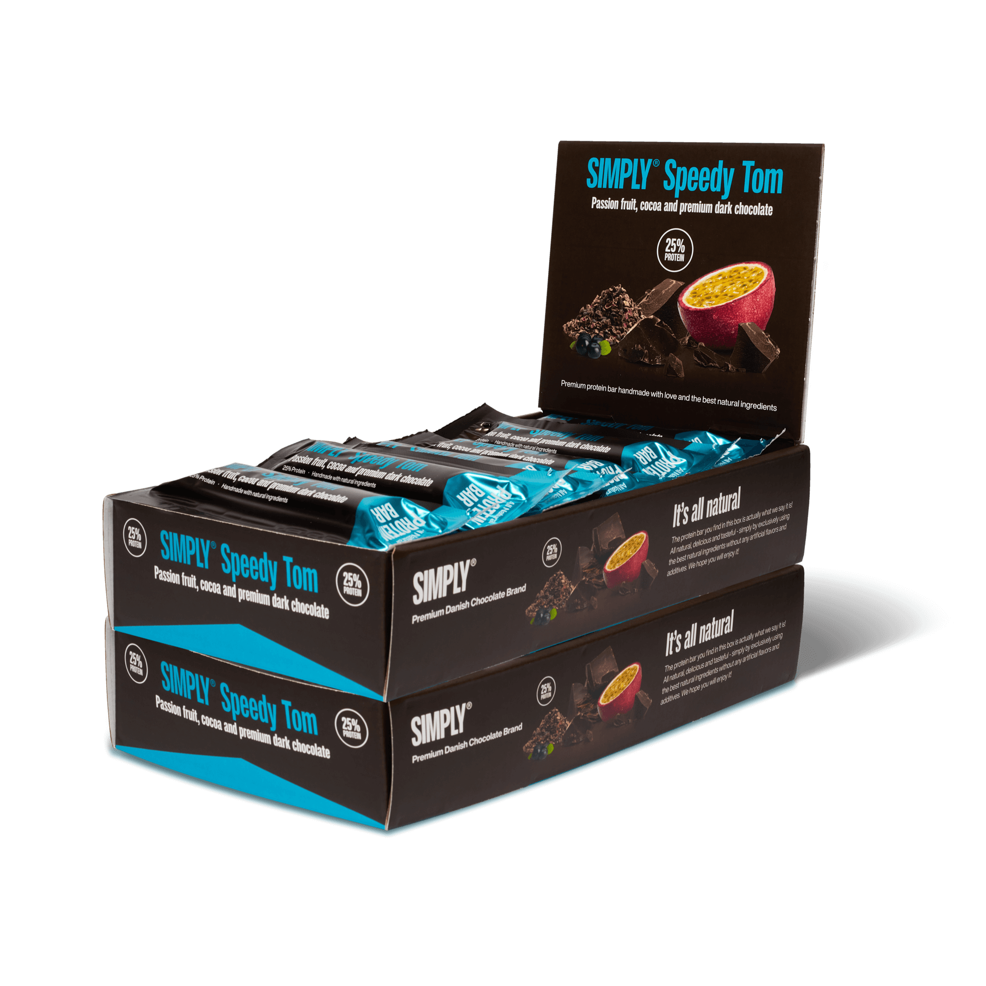 Kakao, passionsfrugt og premium mørk chokolade | Simply® Speedy Tom - 30 Stk.