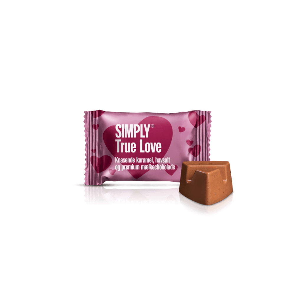 True Love - 75 stk. box | Knasende karamel, havsalt og mælkechokolade
