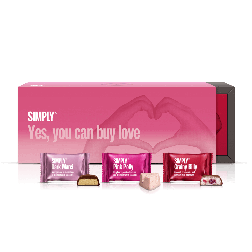 Yes you can buy love - Gaveæske m. 3 stk. Cubes | Dark Marci, Grainy Billy, Pink Polly