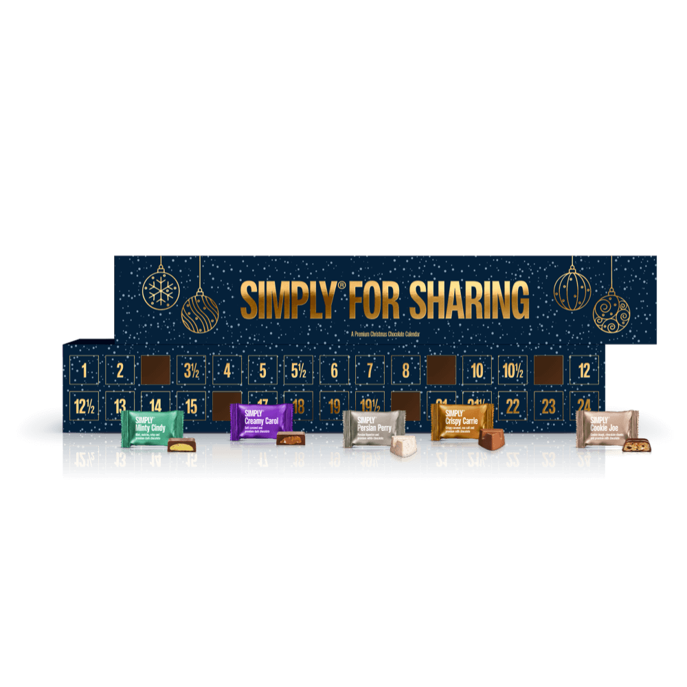 Simply® For Sharing | Chokoladejulekalender med 2 stykker bag hver låge - Christmas Calendar - Simply®